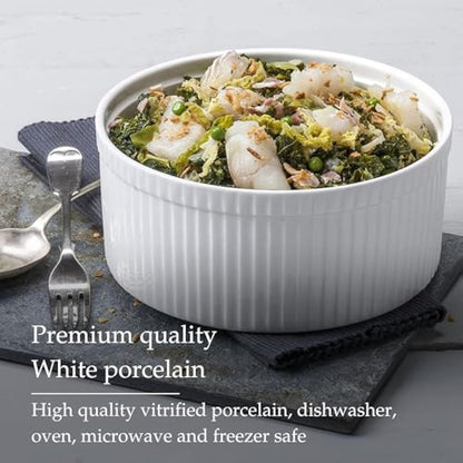 WM Bartleet & Sons 1750 T179 Traditional Porcelain Professional Soufflé Dish, 22cm Diameter, 2.5 LTR Capacity – White