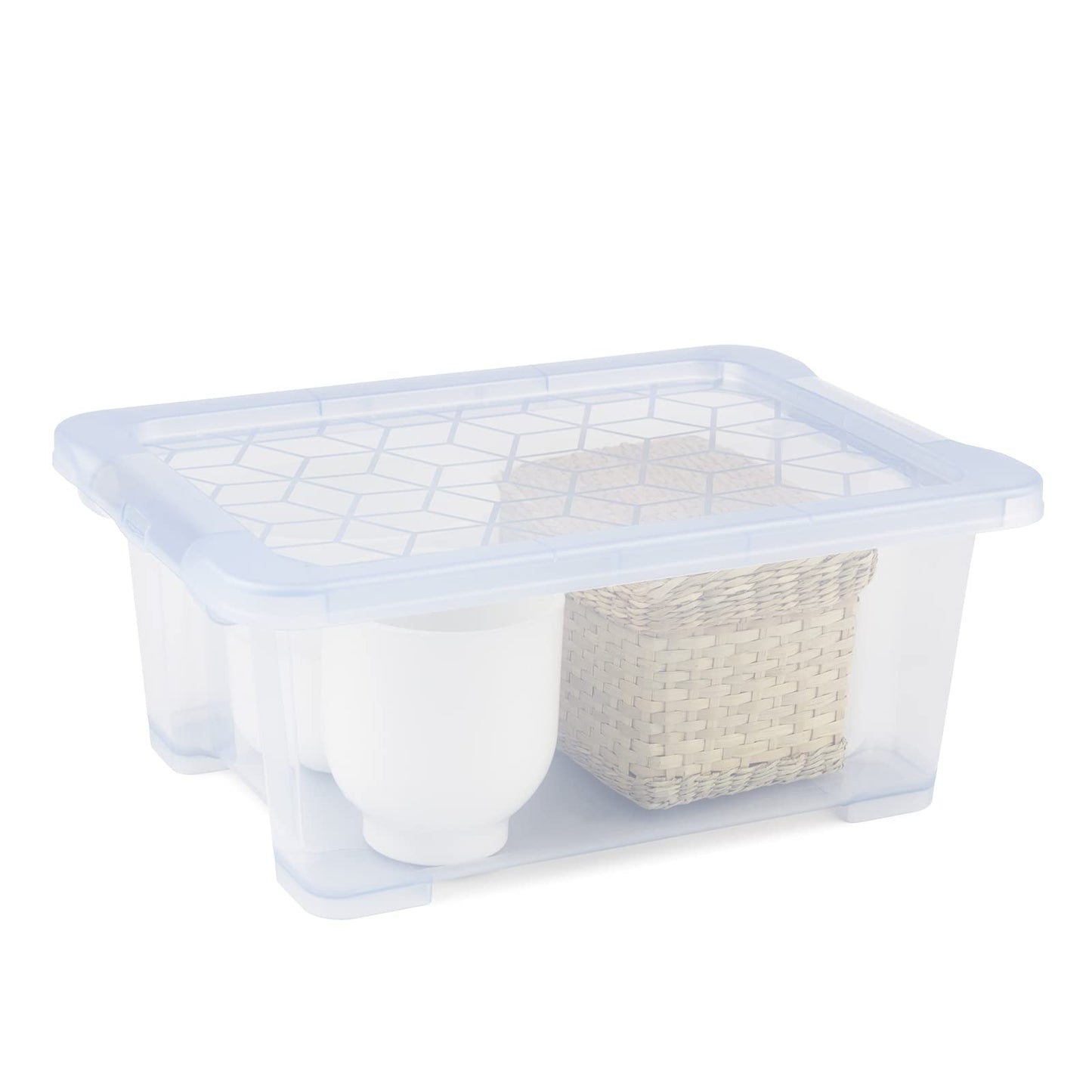 Rotho Evo Easy Storage box 11l with lid, food safe plastic (PP) BPA-free, blue/transparent, 11l (39.0 x 28.0 x 16.0 cm)