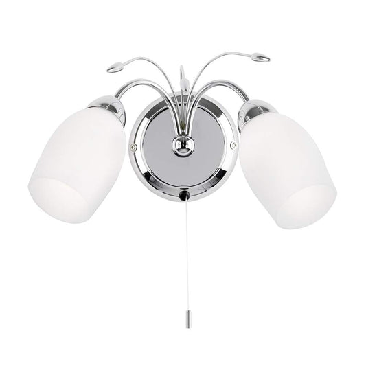 Albert Decorative Wall Light  Dimmable Indoor Home Lights - Wall Light With Pull Chord Switch  Led Sconce 40W Twin Wall Lamp  IP44 Rated Hallway