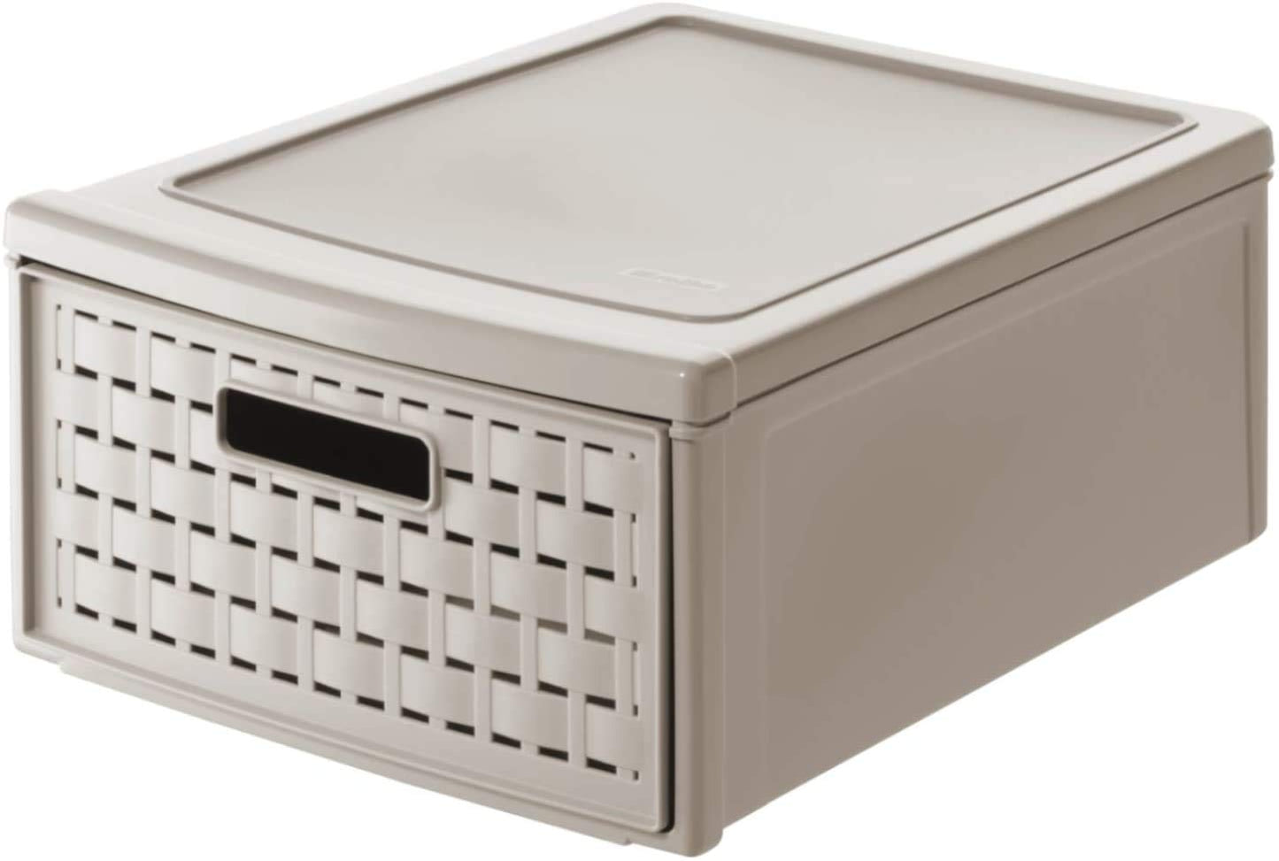 Rotho, Country, Drawer box 8.3 l in rattan-look, Plastic (PP) BPA-free, cappuccino, klein/8,3l (35,0 x 26,0 x 14,5 cm)
