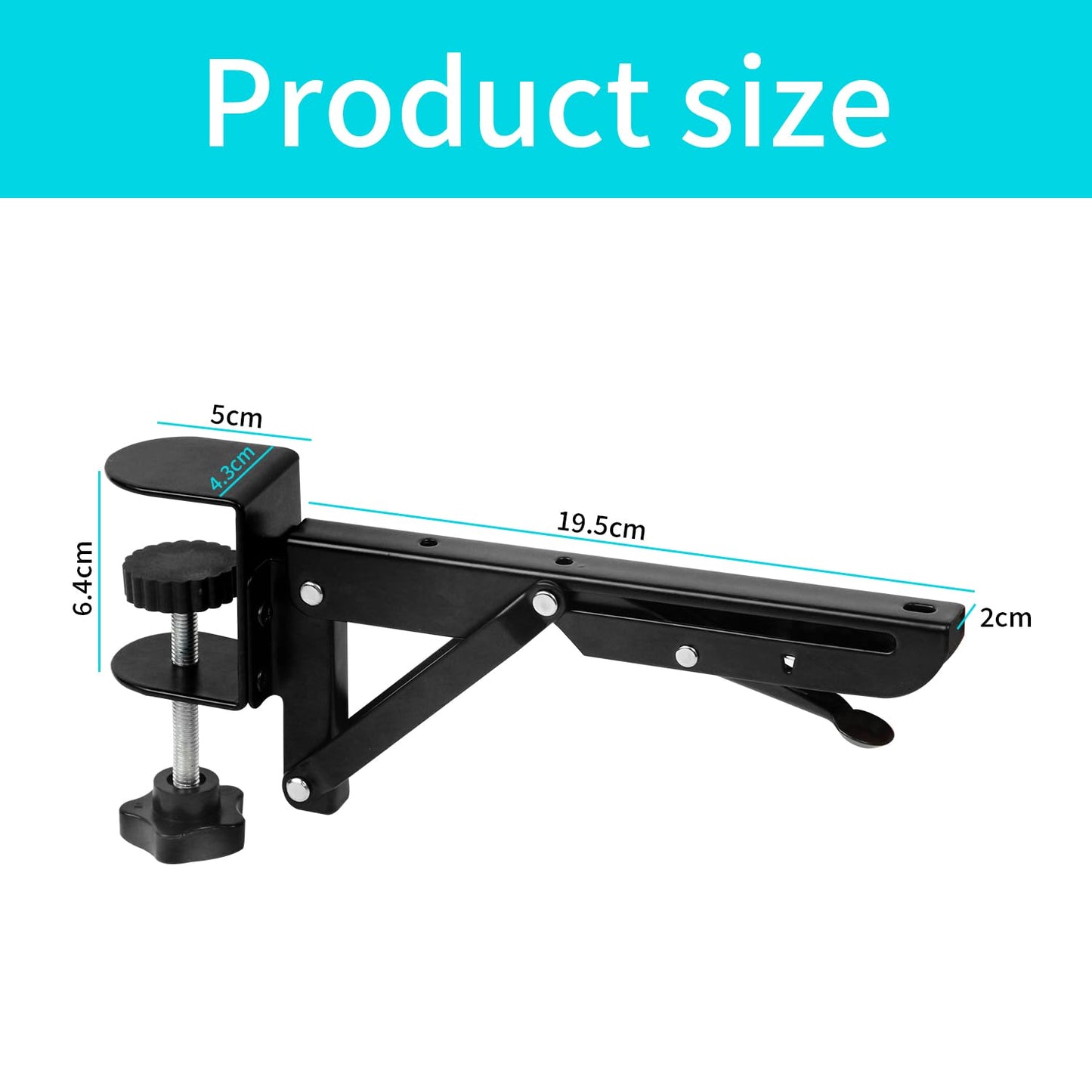 Keyboard Tray, Folding Shelf Bracket, Keyboard Tray Clamp Holder, Mouse Holder with Clip, Adjustable C Clamps, Foldable Table Extension for Table