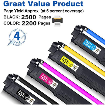 CMYBabee Remanufactured Toner cartridge TN241 TN245 for Brother DCP 9020CDW Toner DCP9015CDW HL3140CW HL3150CDW HL3170CDW HL3142CW HL3152CDW MFC9140CDN MFC9130CW MFC9340CDW MFC9330CDW (4 Pack)