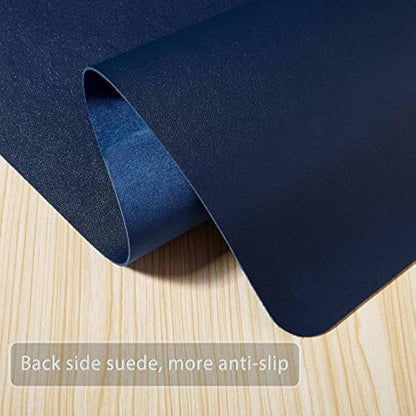 Desk Pad Large, DOBAOJIA Desk Mat, Laptop Mat, Writing Pad, Desk Blotter, Extended Mouse Mat, Large Mouse Pad for Office/Home, PU Leather Waterproof +Suede Non-Slip 27.5" X 13.8" (Dark Blue)
