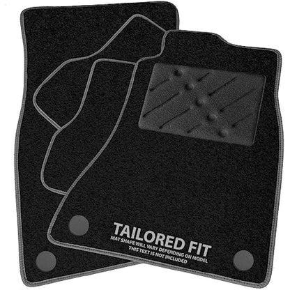 Car Mats FOR Nissan Juke 2010-2019 Black Carpet - Grey Ribbed Trim - Black Rectangle Heel Pad [SAPP-1308]