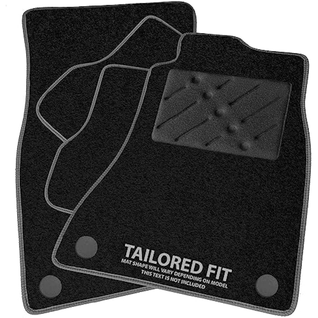 Car Mats FOR Ford Focus MK3 2011-2015 Black Carpet - Grey Ribbed Trim - Black Rectangle Heel Pad [SAPP-1339]