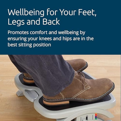 Kensington Adjustable Ergonomic Foot Rest - SoleMate Plus Under Desk Foot Rest for Improved Posture, Siatica and Orthopedic Relief - Grey (56146) , 450 x 350 mm