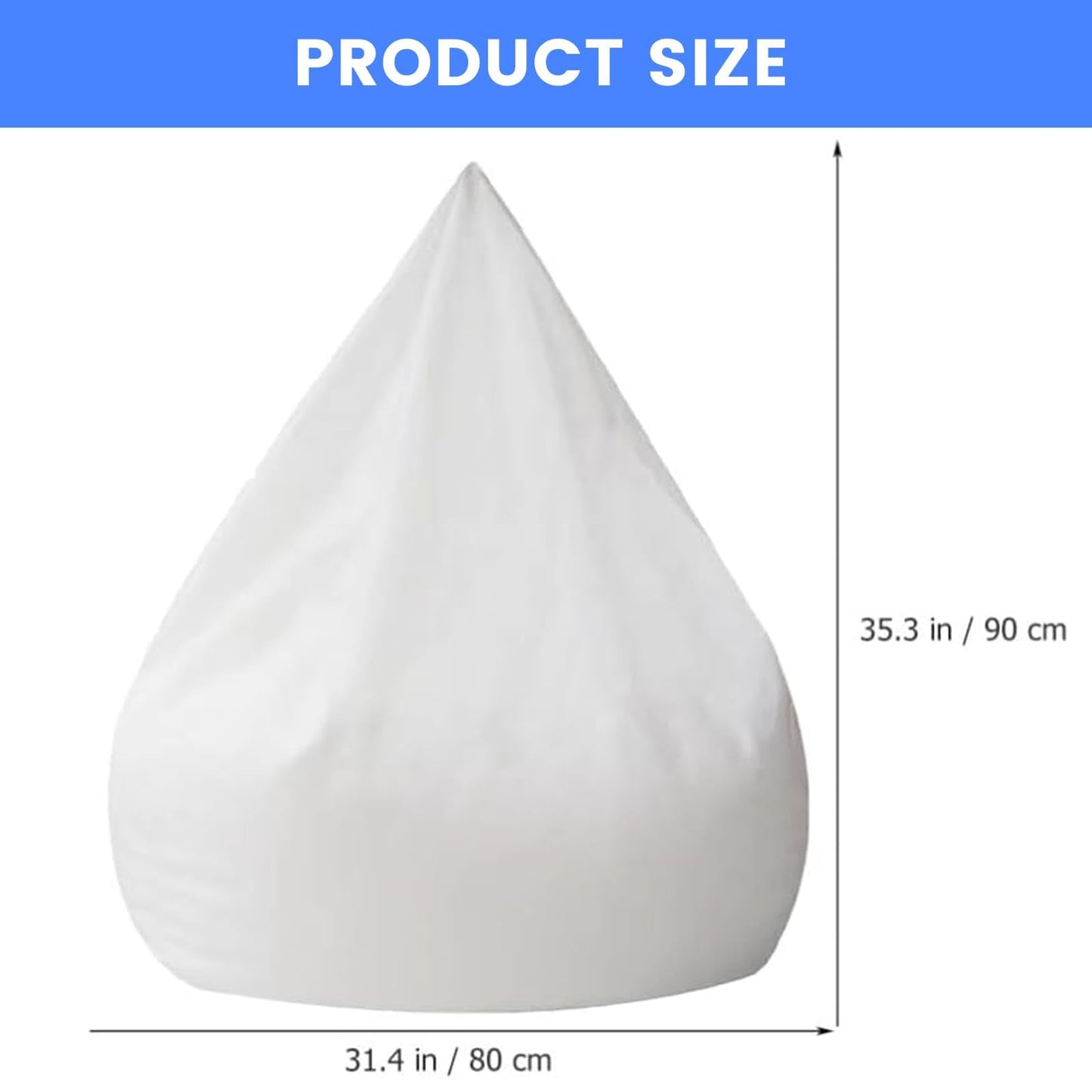 Kuleyang Bean Bag Cover, M-Size 80x90cm Fabric Replacement Cover, Lazy Sofa Liner for Adults & Kids, White&Grey, Living Room, Garden, No Filler