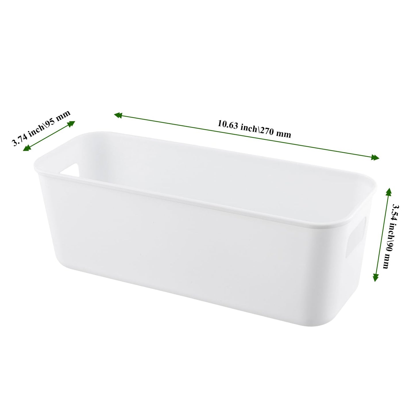 MAHIONG 10 PCS Narrow Storage Box, Plastic Small Storage Baskets with Handles, Cupboard Organiser Storage Boxes for Kitchen, Home, Office, Bathroom