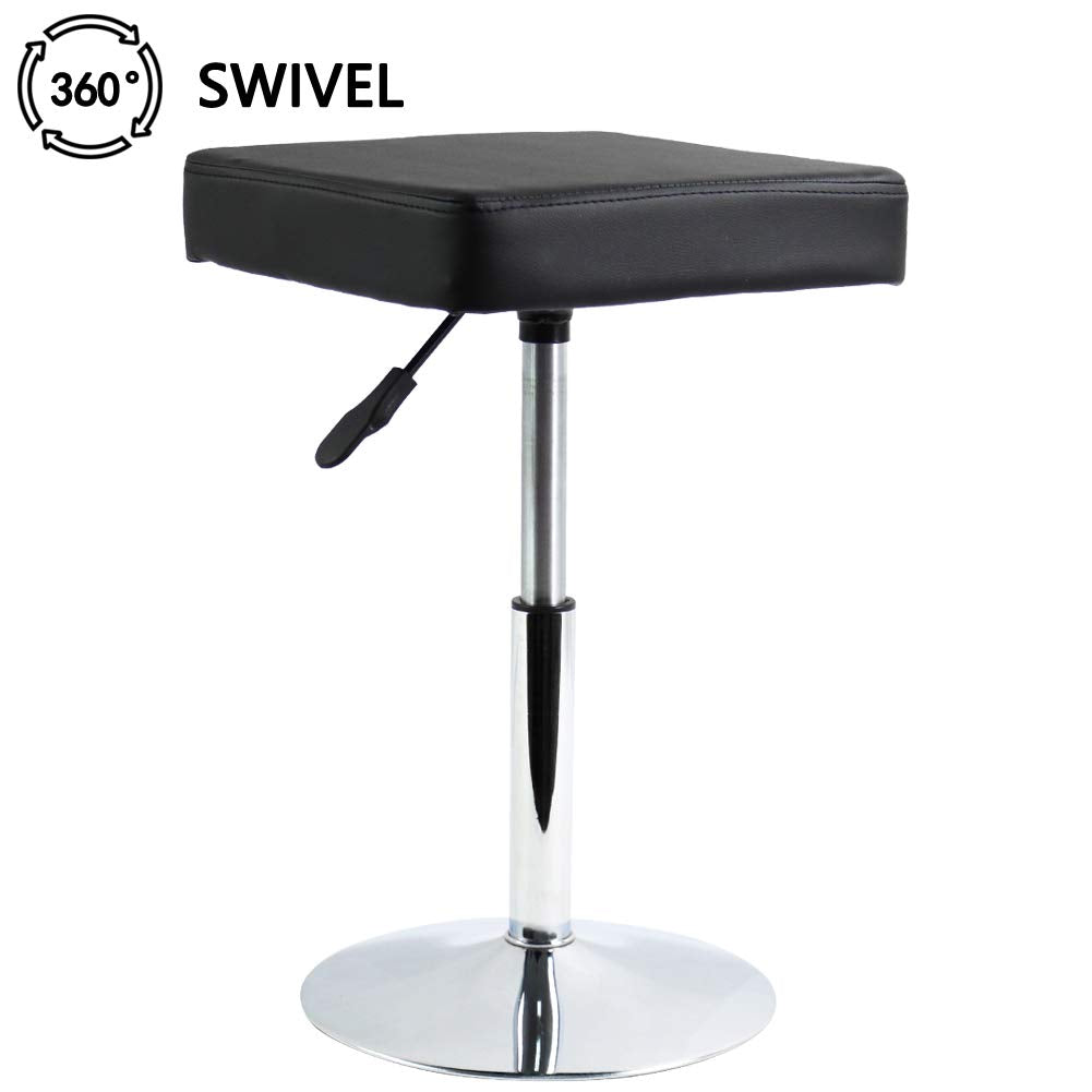 FURWOO PU Leather Square Cutting Stool Height Adjustable Swivel Workshop Barber Shop Beauty Spa Drafting Tattoo Work Stool Short Task Chair