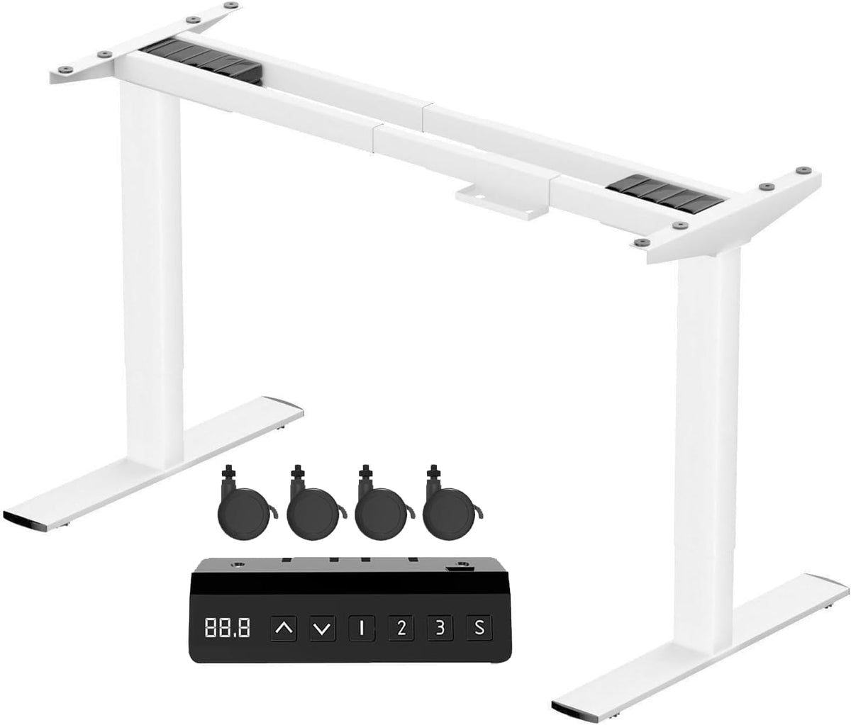 JUMMICO Height-adjustable desk frame with 2 strong motors, table frame, height adjustable with 3 memory controls, for sit-stand white