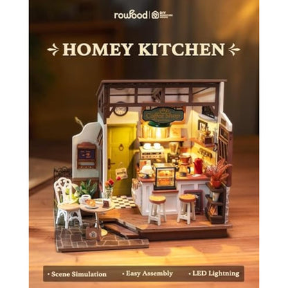 ROWOOD Doll House Kit Coffee House, DIY Miniature House Craft Building Room, Wooden Model Kits with Accessories for Adults and Teens to Build, for Christmas and Birthday