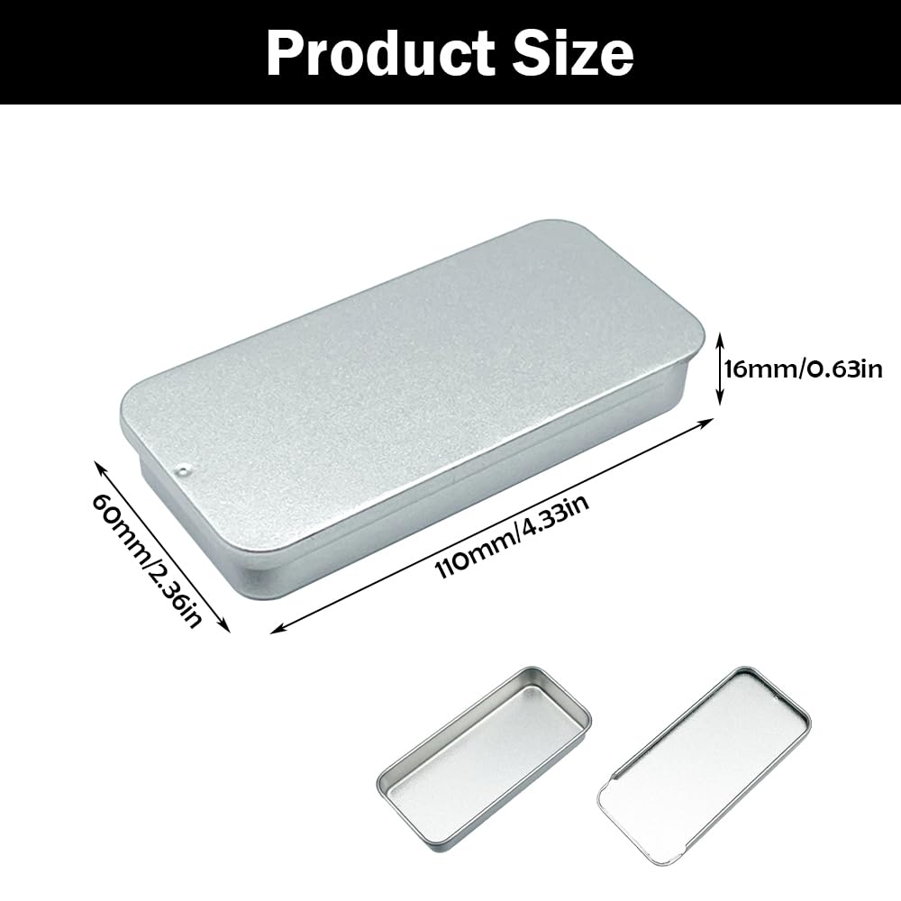 HNGUSNHOP Empty Metal Box with Slide Top for Toothpicks Floss Picks, 2 PCS
