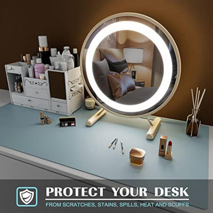 K KNODEL Large Office Leather Desk Mat, Mouse and Keyboard Pad, Computer and Laptop Mat, Desktop Protector and Cover, Writing Pad and Blotter (80x40cm, Light Blue)