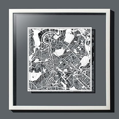 O3 DESIGN STUDIO Rome Paper Cut Map White 30x30 cm Paper Art