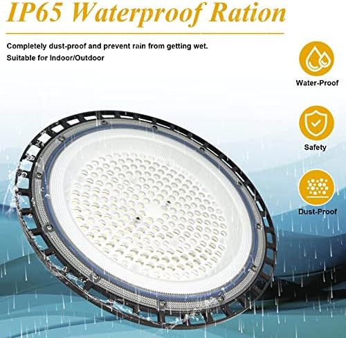 4Pack 150W UFO LED High Bay Light 15000 Lumens Industrial Lamp Commercial Area Lighting Fixture, Daylight White 6500K LED Shop LightsCommercial Lighting Fixture for Workshop Factory Warehouse Garage