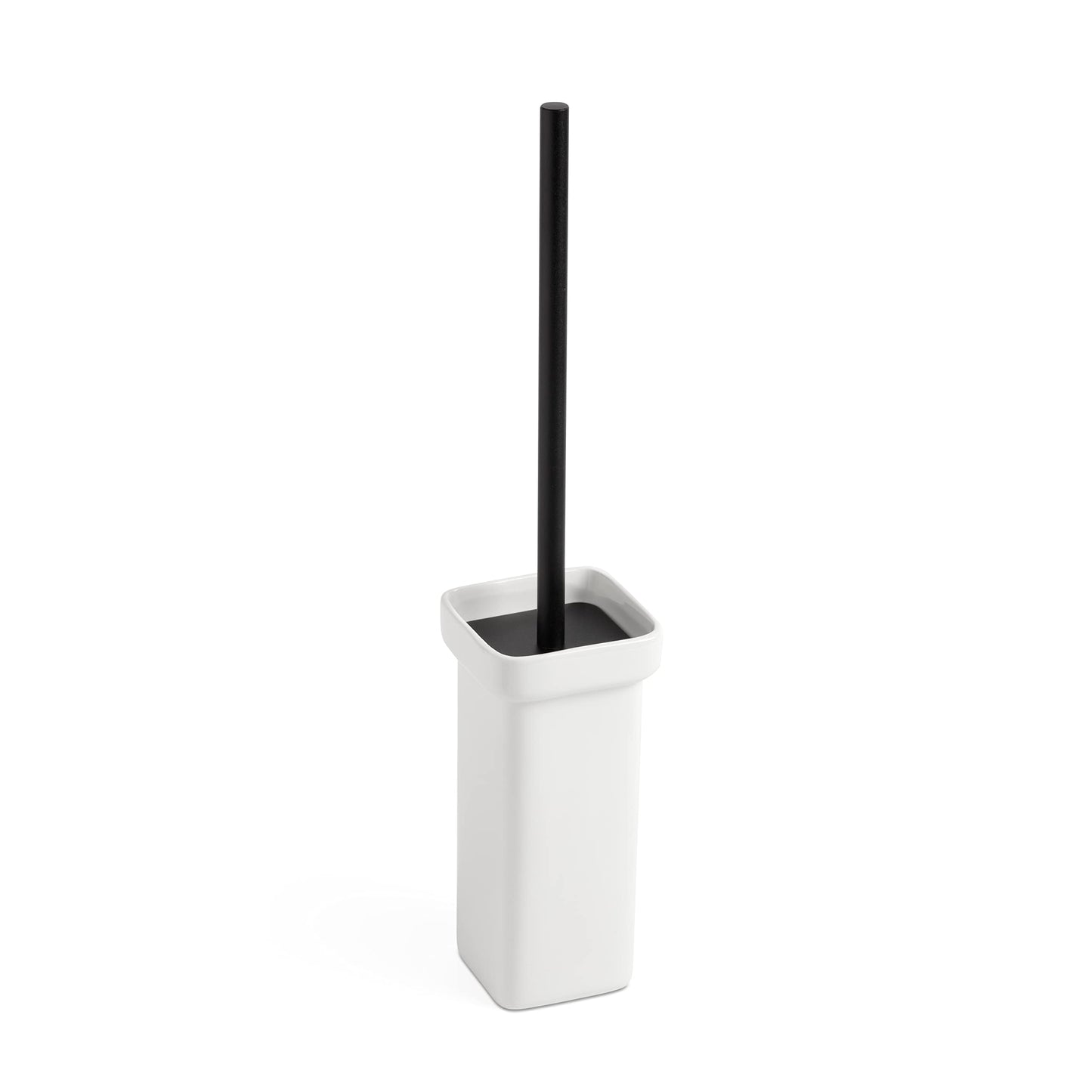 TATAY Toilet Brush | Ceramic and Aluminium | Durable Materials | Compact and Functional Toilet Brushes | 8.5 x 8.5 x 41 cm - Nero Collection - Black &