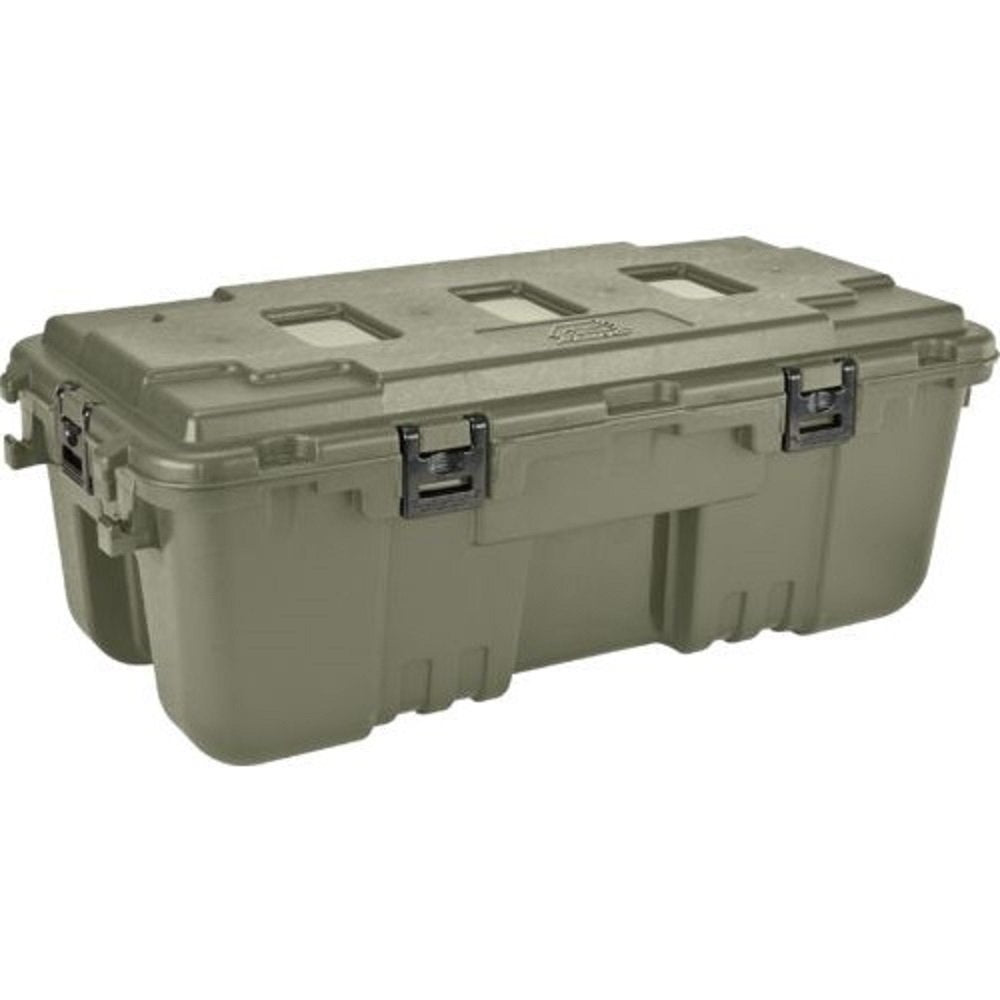 PLANO Hinged Sportsman's Trunk,Olive Drap Green, Military-Grade Storage Box with Hinge, Heavy Duty, Large, Camping & Army Storage Trunks