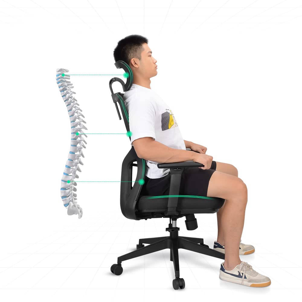 SpecStandard 855-3 Space Suspension Cabin Office Chair with Adjustable Tilt Tension, Breathable Mesh Back - Black,69㎝W×66㎝D×117-126㎝H