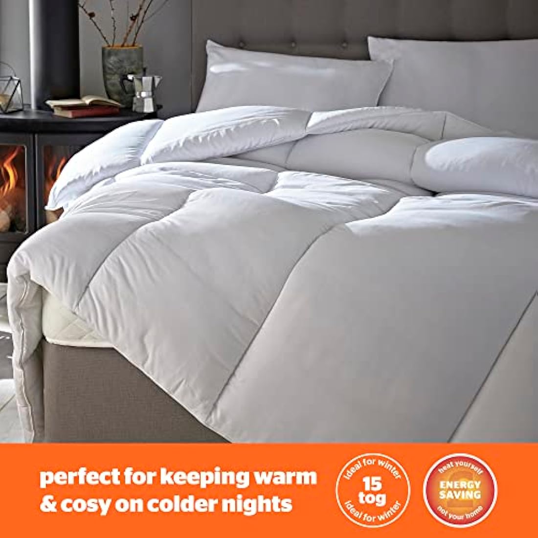 Silentnight Warm and Cosy 15 Tog Duvet - Thick Warm Cosy Soft Winter Duvet Quilt Hypoallergenic - Single Bed, White