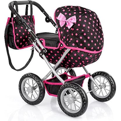 Kinderplay Dolls Pram | Toy Pram | Baby Doll Pram - Toy Pushchair | Dolls Buggy | Dolls Pushchair | Doll Stroller with Adjustable Handle (33-63 cm), model KP0262G