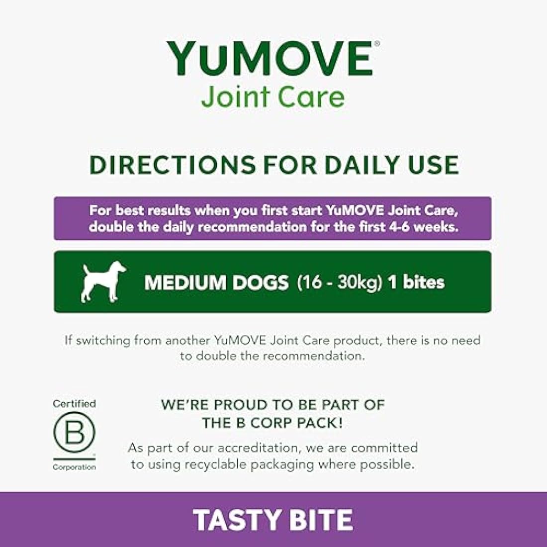 YuMOVE Joint Supplement for Dogs, ONE-A-DAY for Joint Care, Essential Dog Hip and Joint Aid for Stiff Medium Dogs with Glucosamine, Chondroitin, Green Lipped Mussel, 30 Chews - 1 Month supply
