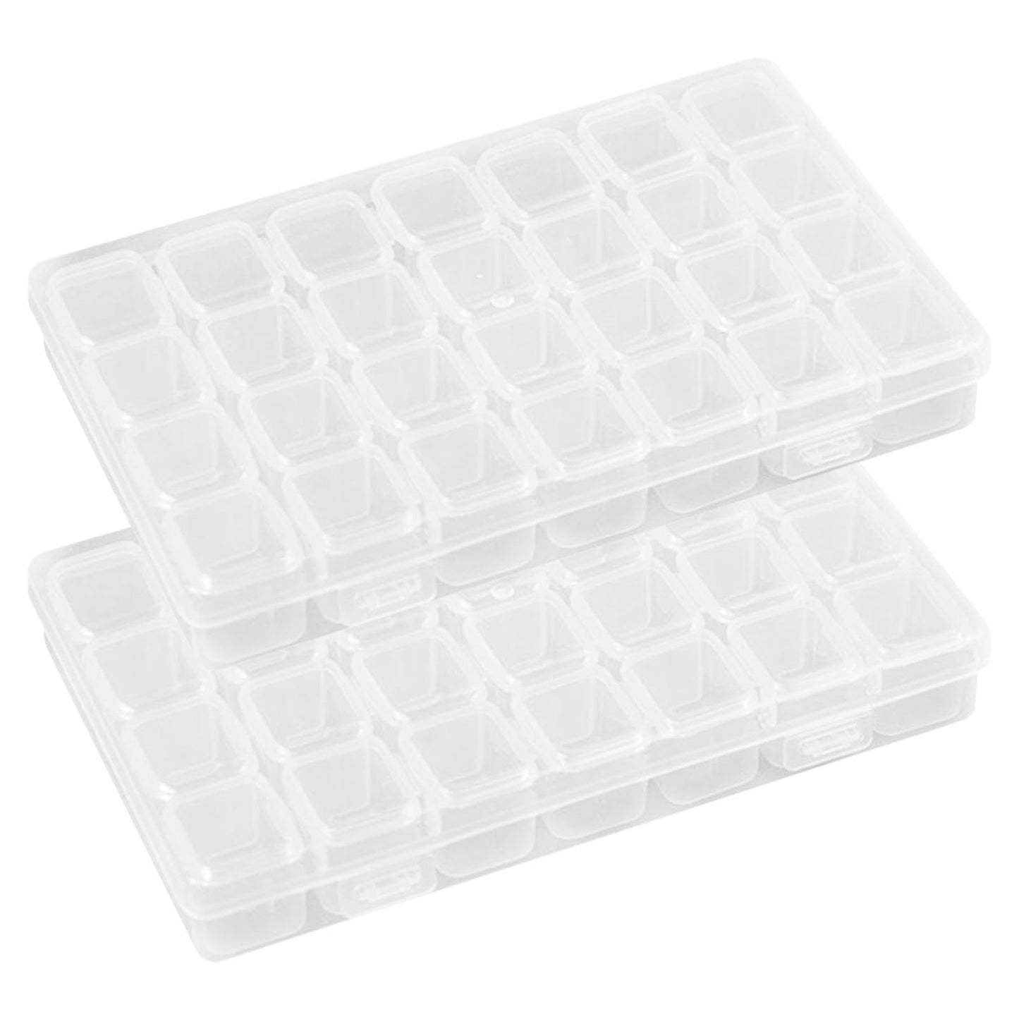 2 Pcs Diamond Paintings Storage Box, 28 Grids Diamond Art Accessories Embroidery Bead Boxes Organiser Case for Jewellery Earring Containers Clear