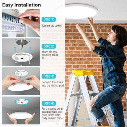 libtit 24W Bathroom Lights Ceiling, 33CM 2400LM Ultra-Slim Kitchen Lights Ceiling,3000K/4500K/6000K Modern Led Flush Mount Ceiling Light Fixture for Bedroom, Office, Hallway,2Pack