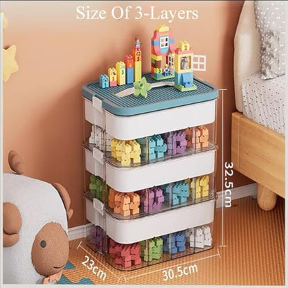 MueJah Storage Organizer for Lego, 3 Tier Stackable Storage Bin Transparent Building Bricks Puzzle Craft Plastic Container Organizing Sorter, Green