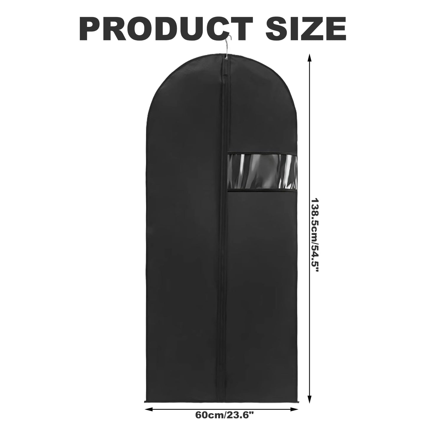 2 Pack Suit Bag and Garment Bags for Long Dress, 140x60cm Black Suit Covers for Men and Women