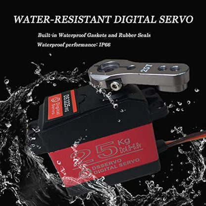ANNIMOS Pack of 2 Digital Servo 25KG Full Metal Gear High Torque Waterproof for RC Car Crawler Robot