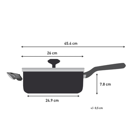 Tefal Titanium Stone Sautepan 26 cm + Lid, High-Performance Non-Stick Coating, Metal Spatula Safe, All hobs Including Induction, E1053345