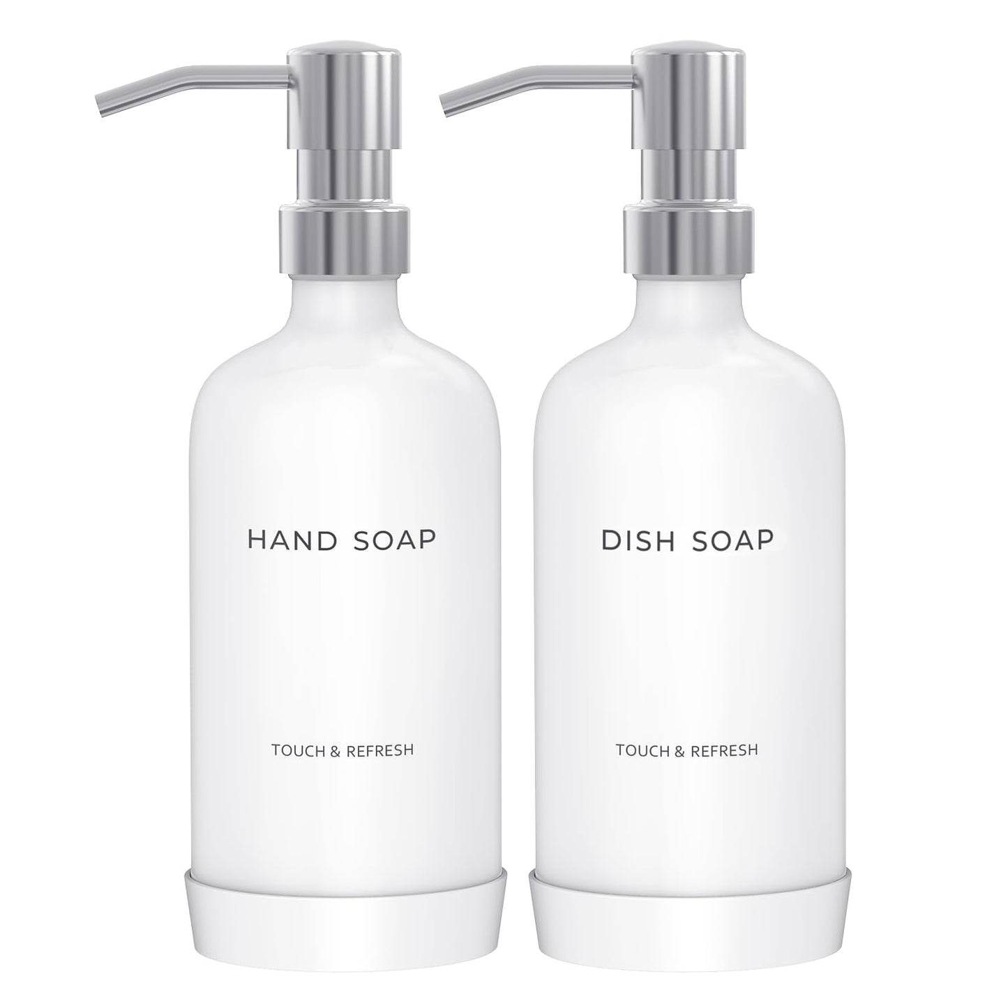 Kitchen Soap Dispenser with Non-Slip Protective Silicone Pad - Hand and Dish Soap Dispenser for Kitchen,Modern Kitchen Decor & Accessories. (Silver)