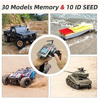 Radiolink RC6GS V3 7 Channels 2.4GHz RC Transmitter with 2 Pcs Gyro Receivers R7FG Kit for RC Car Crawler,30 Models Storage,2.4Ghz 600M Remote Controller Receiver for RC Truck Buggy Tank Drifting Boat