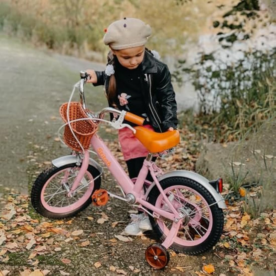 STITCH Retro 12/14/16/18 Inch Kids Bike for 2-9 Years Old Girls, 12/14/16/18 Inch Wheels Girls Bike with Stabilisers & Basket