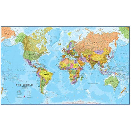 Maps International - World Map - Updated 2025 - Front Sheet Lamination - 118.9cm (w) x 84.1cm (h)