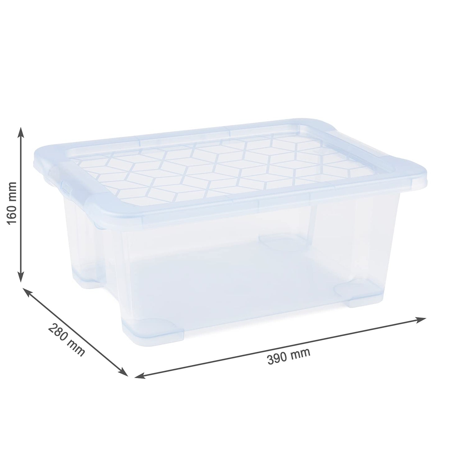 Rotho Evo Easy Storage box 11l with lid, food safe plastic (PP) BPA-free, blue/transparent, 11l (39.0 x 28.0 x 16.0 cm)