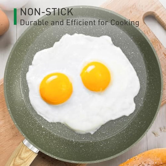 Kitchen Academy 17 Piece Non-Stick Pots and Pans Set, Induction Pan Set, Granite Non-Stick Saucepan Set, Green
