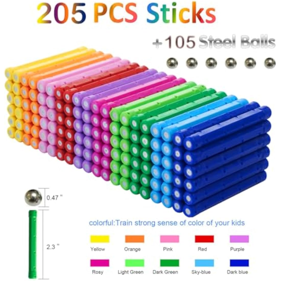 310 Pieces Magnetic Building Blocks, Magnetic Educational Stacking Toy Set for Children and Adults, Non-Toxic Building Toy, 3D Puzzle with Storage Bag