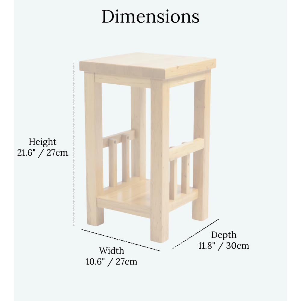 GROF GROFurniture 100% Oak End Table Slim Side Table for Drinks, Coffee, Magazines - Ready Assembled Side Table for tight space in Living Room