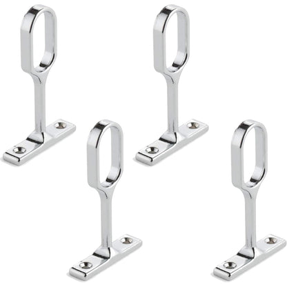 KOOLEVER Wardrobe Rails and Fittings, 4Pcs Oval Wardrobe Rail Bracket, Adjustable Support for Ceiling-Mounted Hanging Rails