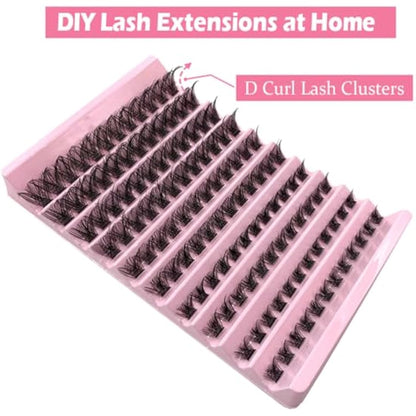 Lash Clusters, 120Pcs DIY Individual Eyelash Extenisons Natural Look D Curl Cluster eyelashes 8-16MM Reusable Individuals DIY at Home (#01)