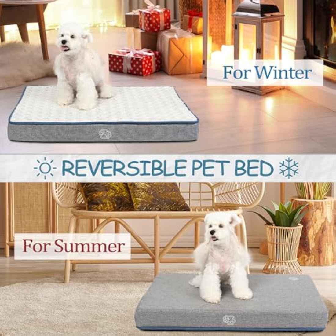 EMPSIGN Dog Bed Medium Washable, Orthopedic Dog Beds Mattress for Dog Crate with Washable Removable Cover, Pet Beds Pillow Cushion for Dog, Grey, 76x50x7,5cm