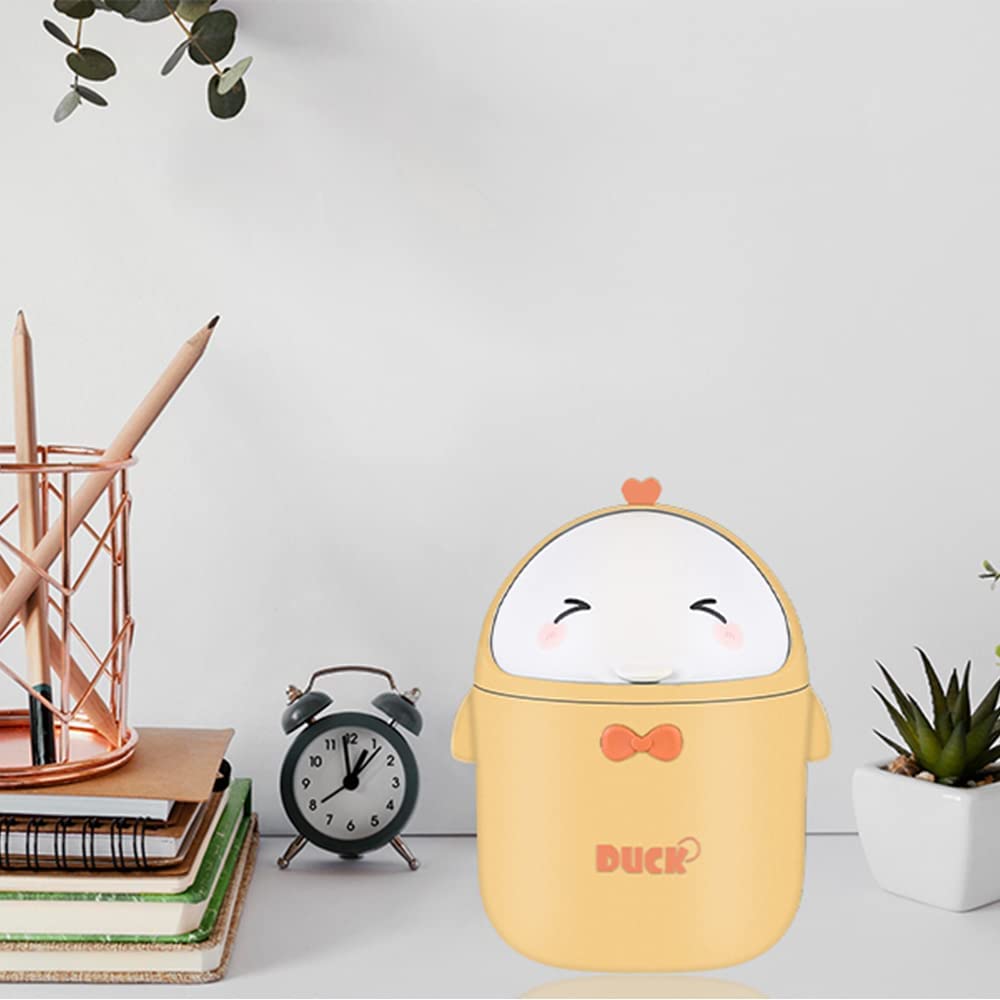 TOGHPUW Desk Bin, Mini Trash, Cute Small Waste Bin, Deskbin with Lid, Suitable For Office, Bedroom, Children'S Room (yellow)