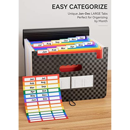 ABC life Expanding File Organisers with Grid Pattern,13 Pockets Filling Boxes Document Organiser, Accordion A4 Desk Folders Expandable, Portable Files Wallets Plastic Documents Bills Storage Box
