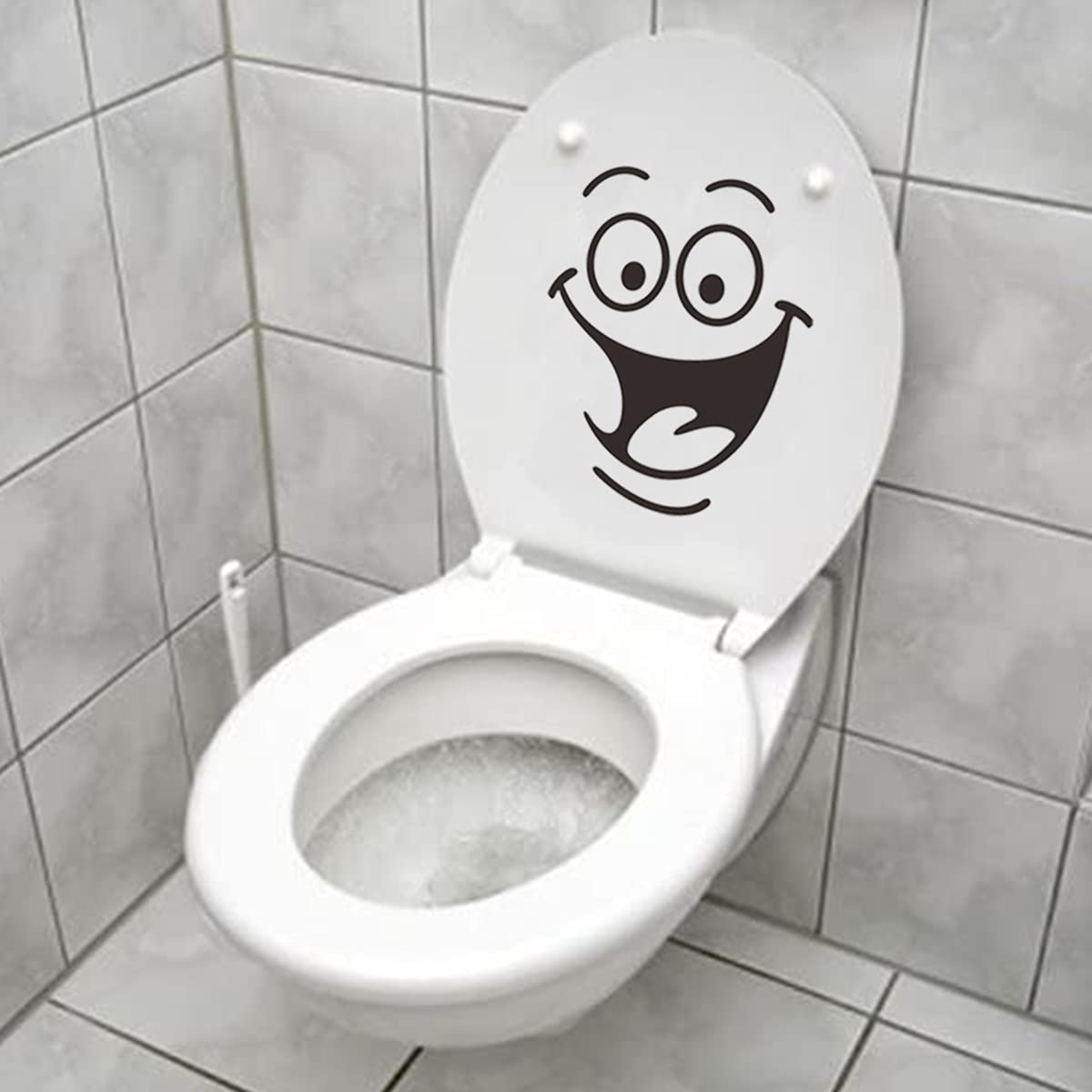 Toilet Sticker, Toilet Lid Sticker with Smiley Face PVC Waterproof Sticker Toilet Funny Cartoon Toilet Removable DIY Sticker for Bathroom, Kitchen