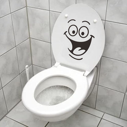 Toilet Sticker, Toilet Lid Sticker with Smiley Face PVC Waterproof Sticker Toilet Funny Cartoon Toilet Removable DIY Sticker for Bathroom, Kitchen