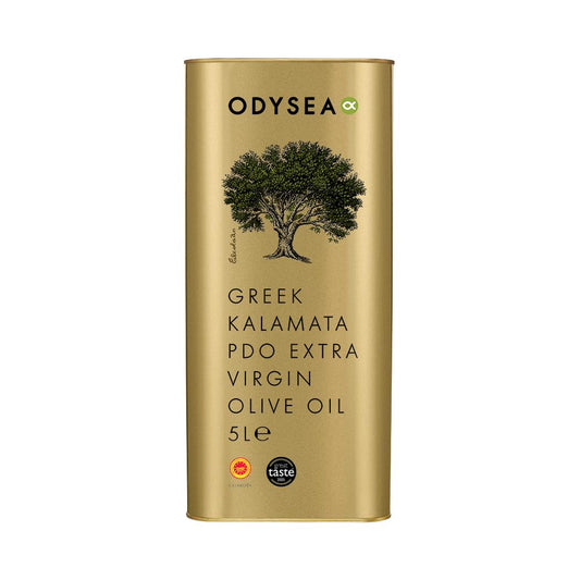 Odysea Greek PDO Kalamata Extra Virgin Olive Oil Tin, 5 Litre