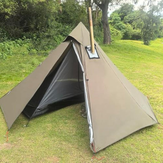 1 Man Tent Lightweight Teepee Hot Tent with Stove Hole Waterproof for Camping Hiking Hunting Fishing Backpacking