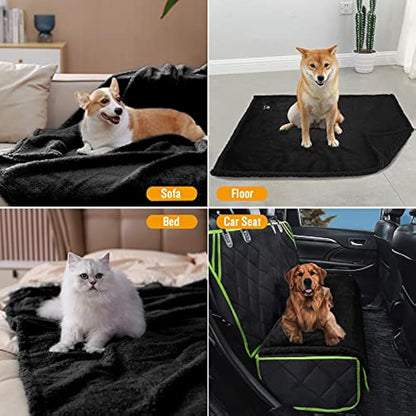 luciphia Waterproof Pet Blanket, Fluffy, Double Layer, Compact, Dog Blanket, Cat Puppy, Black, XL (145 x 216 cm)