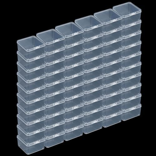 LJY Clear Square Plastic Boxes, 60 Pack, 6.5 x 6.5 x 3.5 cm